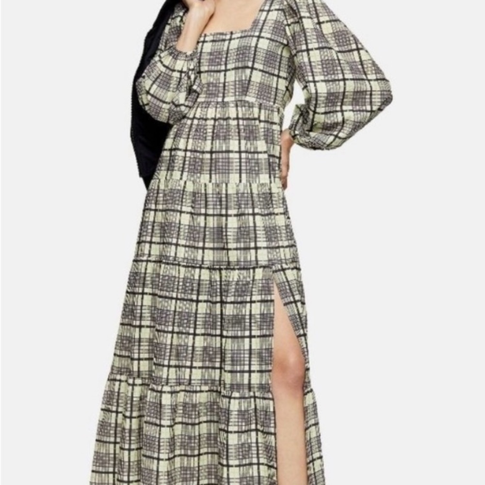 Topshop Plaid Long Sleeve Dress size 6
